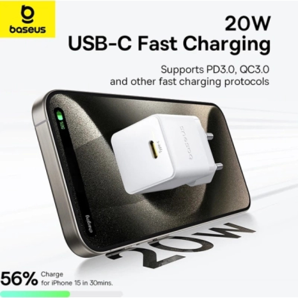 Зарядний пристрій Baseus USB-C PD20W white (P10111602213-00)