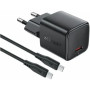 Зарядний пристрій Acefast USB-C PD20W GaN + cable USB-C to USB-C black (6974316286509)