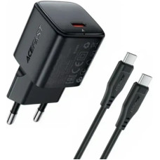 Зарядний пристрій Acefast USB-C PD20W GaN + cable USB-C to USB-C black (6974316286509)