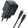 Зарядний пристрій Acefast USB-C PD20W GaN + cable USB-C to USB-C black (6974316286509)