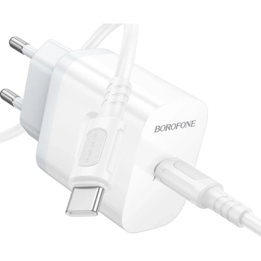 Зарядний пристрій BOROFONE USB-C PD20W + cable USB-C to USB-C white (6941991121371)