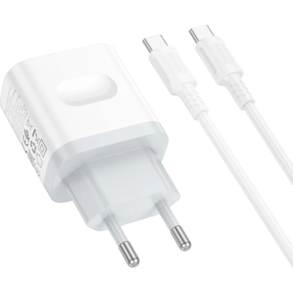 Зарядний пристрій BOROFONE USB-C PD20W + cable USB-C to USB-C white (6941991121371)