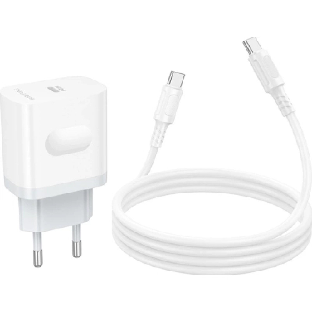 Зарядний пристрій BOROFONE USB-C PD20W + cable USB-C to USB-C white (6941991121371)