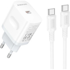 Зарядний пристрій BOROFONE USB-C PD20W + cable USB-C to USB-C white (6941991121371)