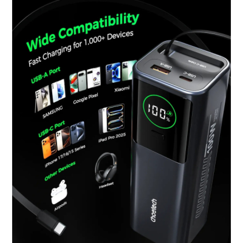 Батарея універсальна Choetech 20000mAh, PD/100W, QC, AFC, AC input (B1012)