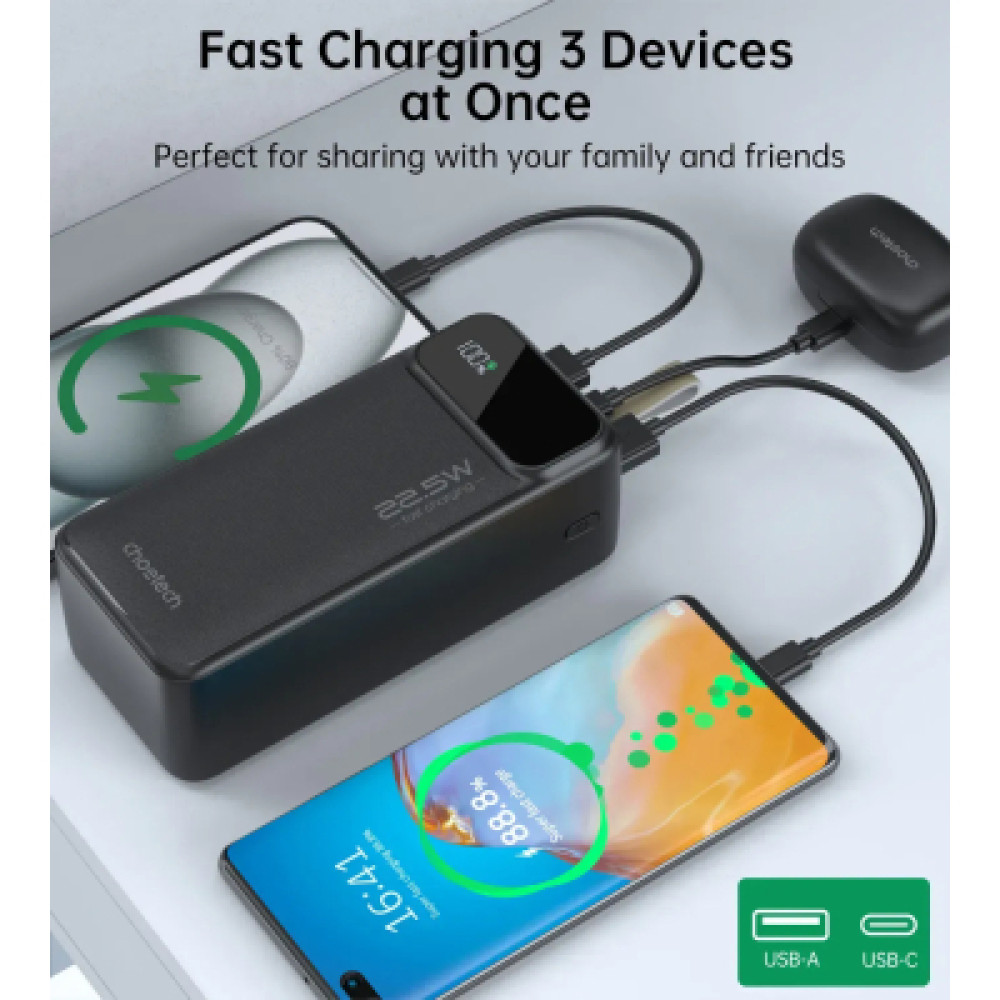 Батарея універсальна Choetech 40000mAh, PD/22.5W, QC, AFC (B731)