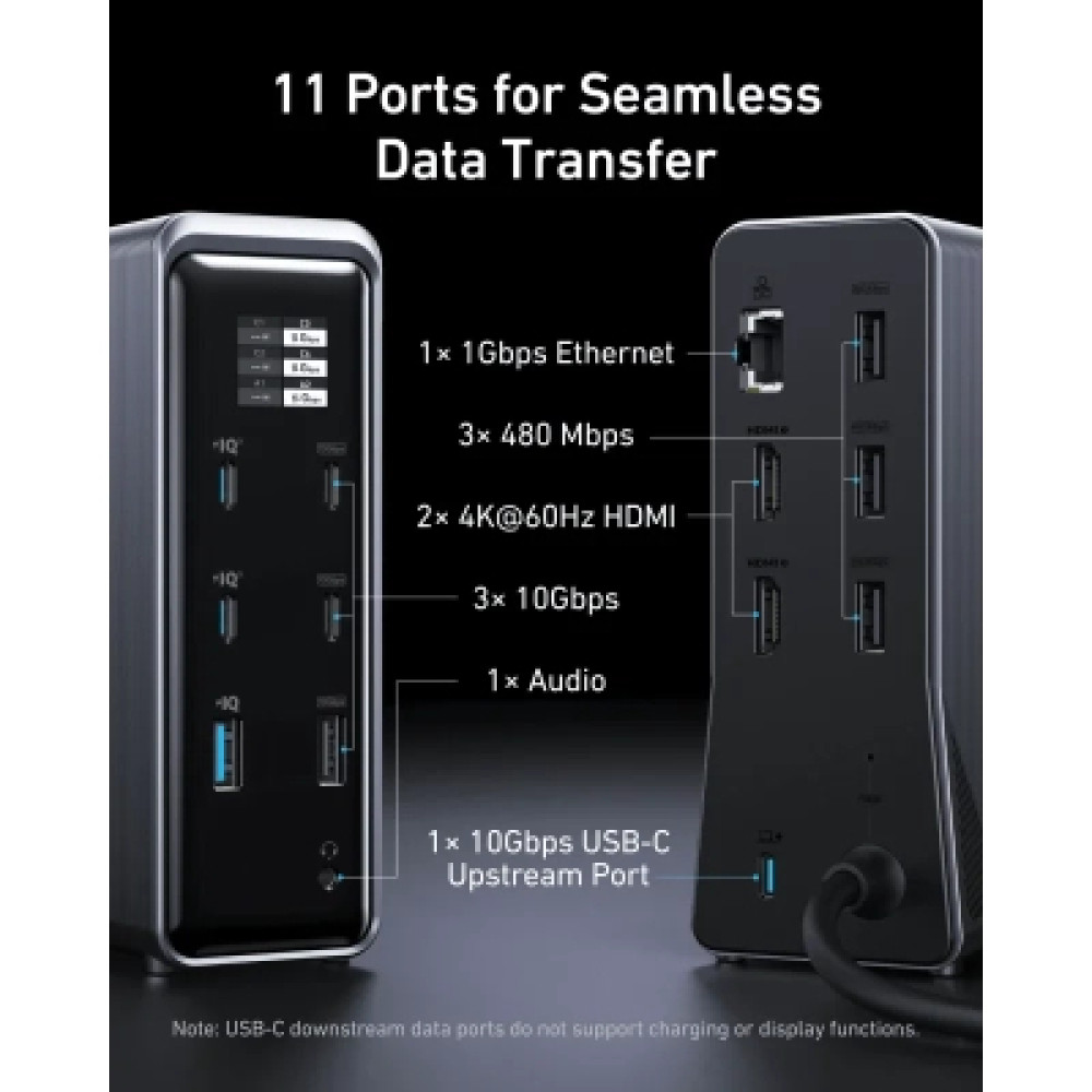 Концентратор Anker USB-C 14-in-1 Dual Display 160W black (A83B63A1)