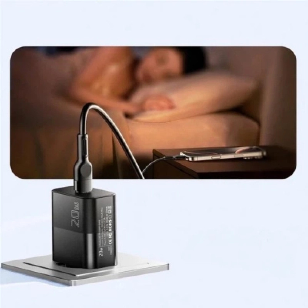 Зарядний пристрій Essager USB-C PD20W + cable USB-C to USB-C 60W black (E20JSB1-SYTT1-T)