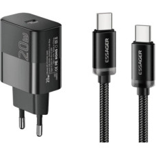 Зарядний пристрій Essager USB-C PD20W + cable USB-C to USB-C 60W black (E20JSB1-SYTT1-T)