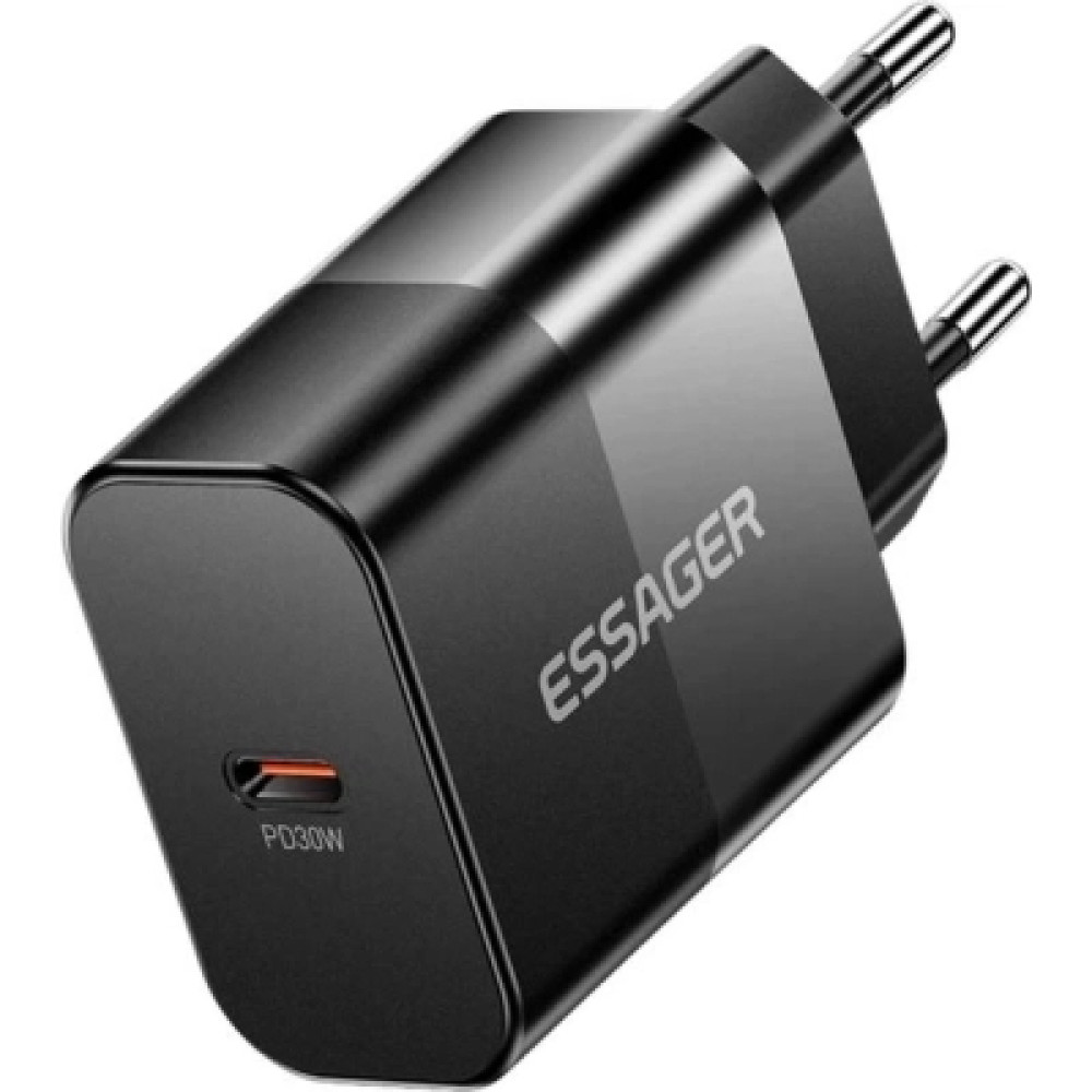 Зарядний пристрій Essager USB-C PD30W + cable USB-C to USB-C 60W black (E30JSB1-SYTT1-T)