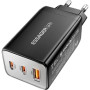 Зарядний пристрій Essager 2xUSB-C + 1xUSB PD67W QC4.0 FCP GaN black (ECT67W-LJB01-Z)