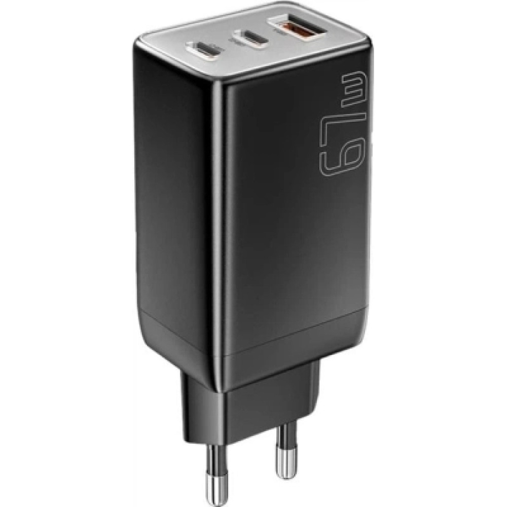 Зарядний пристрій Essager 2xUSB-C + 1xUSB PD67W QC4.0 FCP GaN black (ECT67W-LJB01-Z)