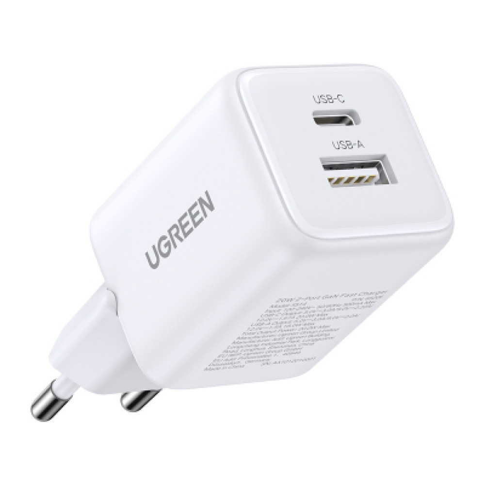 Зарядний пристрій Ugreen X514 1xUSB-C PD20W + 1xUSB GaN white (65006)