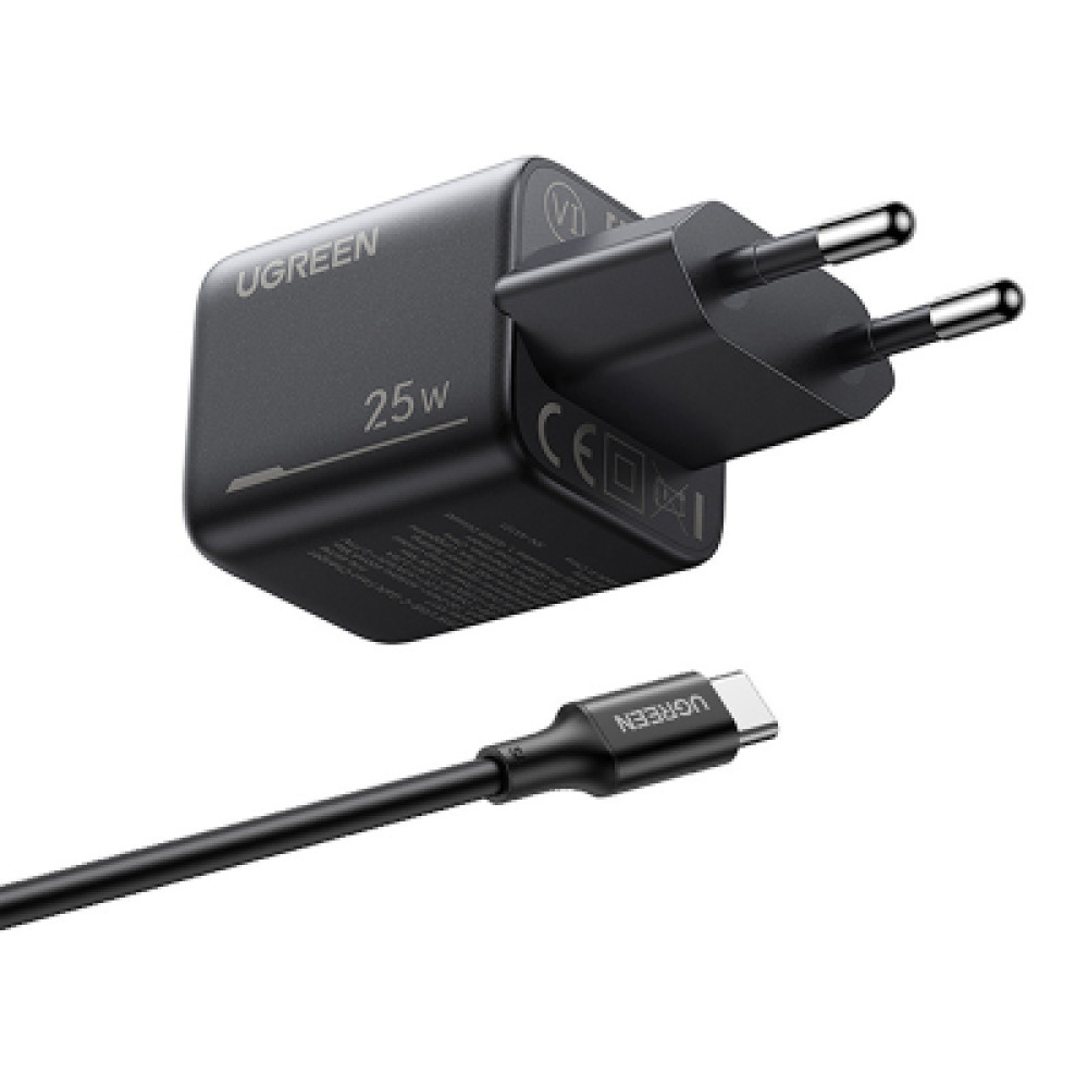Зарядний пристрій Ugreen X517 USB-C PD25W GaN black (65736)