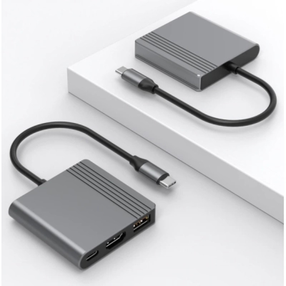 Концентратор Cablexpert USB-C 3-in-1 1xHDMI + 1xUSB 3.2 + 1xUSB-C PD 90W 10Gbps 4K60Hz (A-CM-COMBO3-05)
