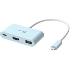 Концентратор J5create USB-C 3-in-1 1xHDMI + 1xUSB 3.2 + 1xUSB-C PD100W blue (JCA379EC-N)